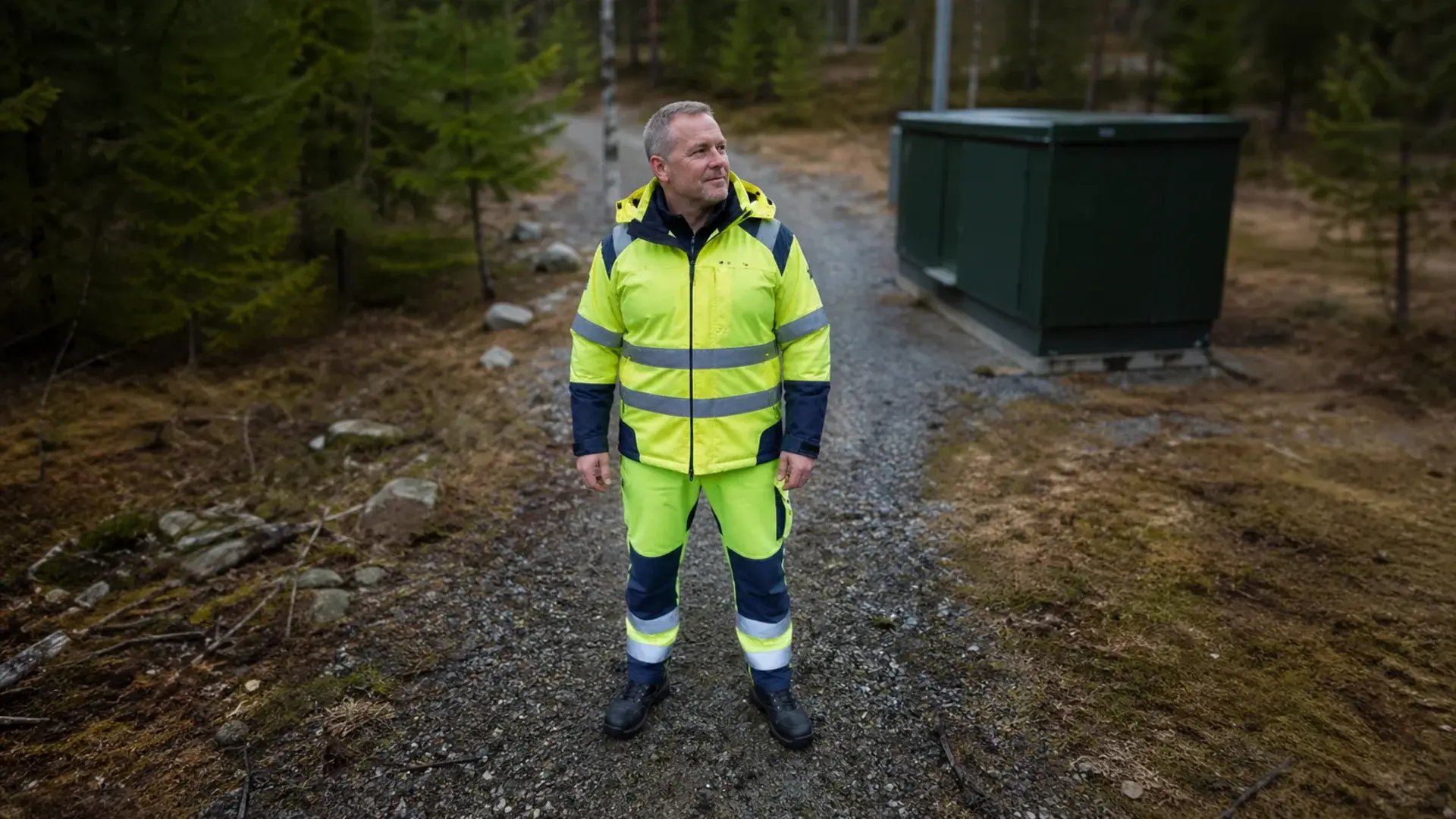 Vinnergi tekniker på platsbesök vid fiberstation